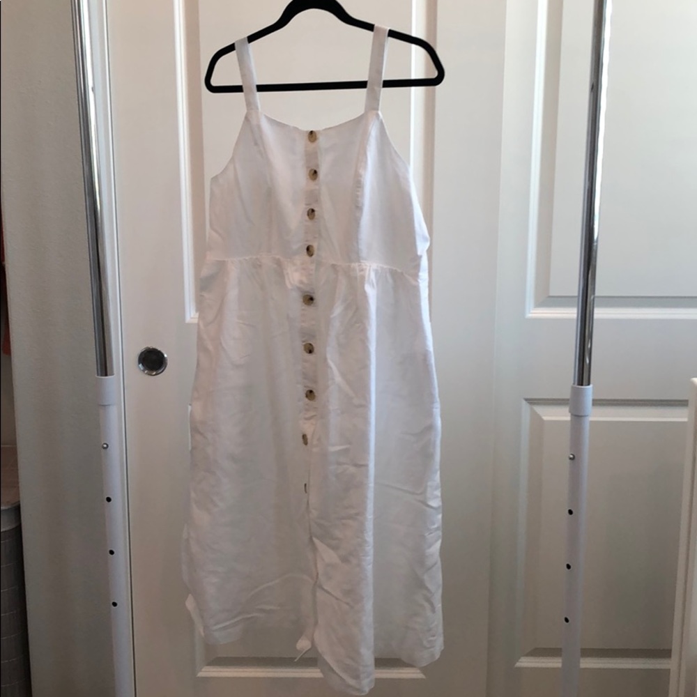 Gap Maternity White Apron Midi Dress